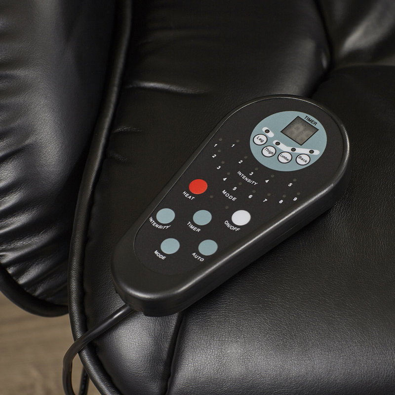 Alcott Hill Leather Heated Massage Recliner with Ottoman & Reviews